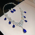 Alloy Rhinestone Flower Teardrop Drop Earrings And Necklace Jewelry Set Court Style Choker view 4