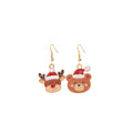 Cartoon Christmas Polar Bear Gingerbread Man Enamel Earrings Cute New Year Holiday Ear Jewelry view 5