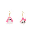 Halloween Pink Ghost Skull Cartoon Enamel Alloy Dangle Drop Earrings For Women Party Jewelry Earrings view 5