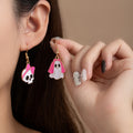 Halloween Pink Ghost Skull Cartoon Enamel Alloy Dangle Drop Earrings For Women Party Jewelry Earrings view 1