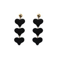 Triple Soft Heart Cascade Long Statement Stud Earrings view 5