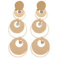 Copper Zircon Glossy Round Tassel Pendant Drop Earrings, European Fashion Stud Style view 5