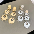 Copper Zircon Glossy Round Tassel Pendant Drop Earrings, European Fashion Stud Style view 2