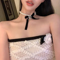 Light Luxury Copper Zircon Pearl Beaded Square Bow Choker Necklace For Women view 3