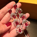 Light Luxury Zircon Heart Waterdrop Pendant Drop Earrings With Silver Pins For Women view 3