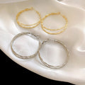 Copper Bamboo Joint Double Layer Hoop Earrings For Women, Minimalist European Style view 4