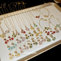 Light Luxury 18K Gold Plated Copper Flower Waterdrop Jewelry Set With Bracelet Stud Earrings Necklace view 1