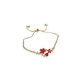 Light Luxury 18K Gold Plated Copper Flower Waterdrop Jewelry Set With Bracelet Stud Earrings Necklace view 5