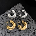 Old Money Style Geometric C Shape Iron Stud Earrings With Silver Needle Posts view 3