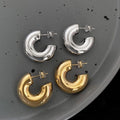 Old Money Style Geometric C Shape Iron Stud Earrings With Silver Needle Posts view 1
