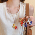 Casual Mixed Material Horse Crystal Tail Pendant Sweater Necklace, Minimalist Zodiac Clavicle Chain view 2
