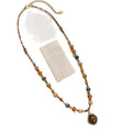 Vintage Bohemian Stainless Steel Glass Bead Round Pendant Sweater Necklace Retro Ethnic Geometric Collar Chain view 5