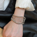 European Style Copper Plastic Woven Hollow Mesh Open Bangle Fashion Statement Jewelry view 3