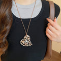 Vintage Ethnic Cowhide Leather Leopard Print Star Heart Pendant Collarbone Necklace for Women view 4