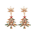 Light Luxury Zinc Alloy Snowflake Christmas Tree Pearl Tassel Drop Earrings With Rhinestone Floral Design view 5