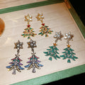Light Luxury Zinc Alloy Snowflake Christmas Tree Pearl Tassel Drop Earrings With Rhinestone Floral Design view 1