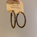 Vintage Leopard Print Round Heart Pendant Metal Hoop Earrings For Women view 2