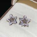 Light Luxury Copper Star Saturn Zircon Drop Earrings With Silver Needle Style view 4