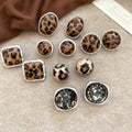 Ethnic Leopard Print Acrylic Geometric Stud Earrings With Silver Pins view 3
