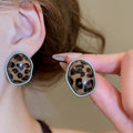 Ethnic Leopard Print Acrylic Geometric Stud Earrings With Silver Pins view 4