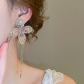 Chic Floral Artificial Crystal Tassel Drop Earrings With Silver Needle Posts view 4