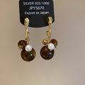 French Court Style Acrylic Geometric Round Pendant Earrings With Silver Pins And Zircon Accents view 4