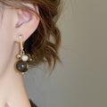 French Court Style Acrylic Geometric Round Pendant Earrings With Silver Pins And Zircon Accents view 3