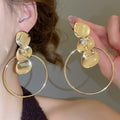 304 Stainless Steel Irregular Round Disc Drop Earrings Exaggerated Geometric Luxury Style view 3