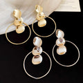 304 Stainless Steel Irregular Round Disc Drop Earrings Exaggerated Geometric Luxury Style view 4