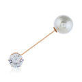 Round Pearl Look Clear Stone Gold Tone Floral Brooch view 4