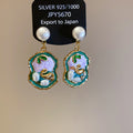 Zinc Alloy Pearl Round Pendant Drop Earrings With Enamel New Chinese Retro Elegant Style view 2