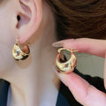 Minimalist C-Shaped Iron Metal Stud Earrings Geometric Round Ear Cuff Style Fashion Jewelry view 4
