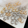 Modern Minimalist Iron C-Shaped Round Bead Drop Earrings, Geometric Metallic Stud Style view 1