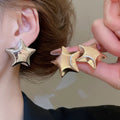 Metallic Iron Crinkle Wrapped Twisted Knot Star Geometric Stud Earrings view 2