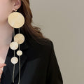 European American Style Iron Round Tassel Drop Earrings Geometric Metal Long Statement Jewelry view 3