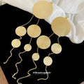 European American Style Iron Round Tassel Drop Earrings Geometric Metal Long Statement Jewelry view 2