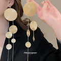 European American Style Iron Round Tassel Drop Earrings Geometric Metal Long Statement Jewelry view 1
