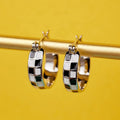 European Korean Checkerboard Earrings For Women Chic Runway Style Fashion Jewelry view 2