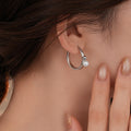 14K Gold Plated Geometric Circle Faux Pearl Hoop Earrings For Women French Minimalist Style view 4