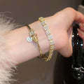 Sparkling Zircon Twisted Knot Alloy Bracelet Trio French Court Light Luxury Style view 3