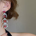 Copper Heart Teardrop Tassel Drop Earrings With Sparkling Zircon French Court Luxury Style view 4