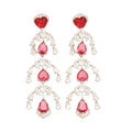 Copper Heart Teardrop Tassel Drop Earrings With Sparkling Zircon French Court Luxury Style view 5