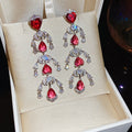 Copper Heart Teardrop Tassel Drop Earrings With Sparkling Zircon French Court Luxury Style view 1