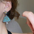 Light Luxury Alloy Rhinestone Star Christmas Tree Drop Earrings With Silver Pins view 3