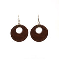 Vintage Bohemian Oversized Round Wooden Hoop Drop Earrings With Alloy Hooks Statement Ethnic Circle Earrings view 5