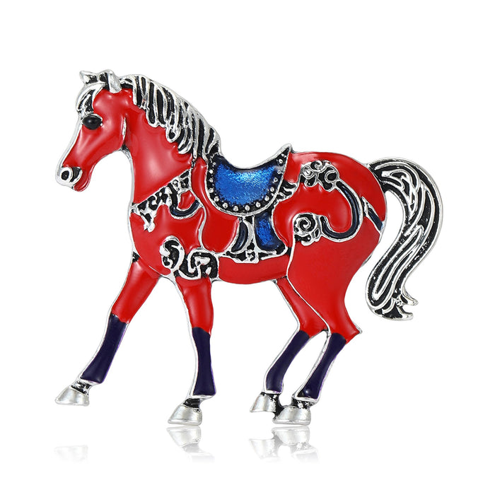 Alloy Enamel Horse Brooch Pin For Suits Coats And Lapels