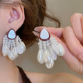 Shell Starfish Pearl Tassel Drop Earrings French Resort Light Luxury Waterdrop Jewelry view 1