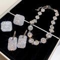 Light Luxury Copper Rhinestone Square Oval Earrings And Collarbone Necklace Jewelry Set view 1