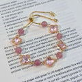 Citrine Crystal Four Leaf Flower Adjustable Bangle For Women Light Luxury Elegant Petal Jewelry view 4