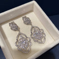 Light Luxury Vintage Copper Zircon Hollow Flower Pendant Stud Earrings For Women view 3